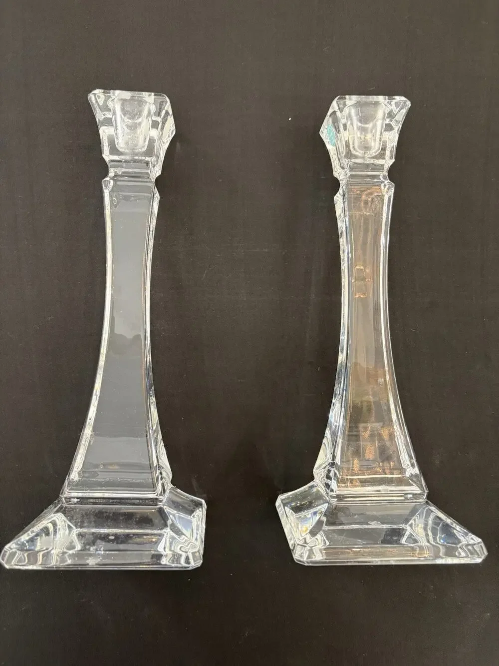 Tiffany & Co Crystal Candlesticks Pair Made in Slovenia
